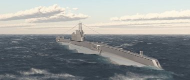 2. Dünya Savaşı 'nın İngiliz denizaltısı açık denizde.