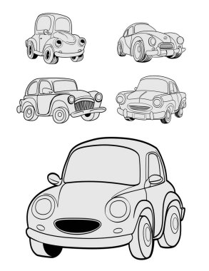 çizgi film arabaları koleksiyon vektörü