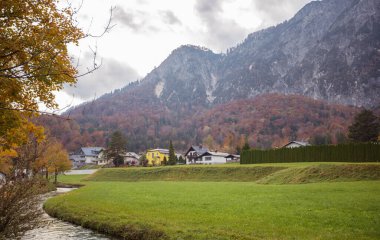 autumn landscape at Grodig area near Salzburg and Untersberg cable car