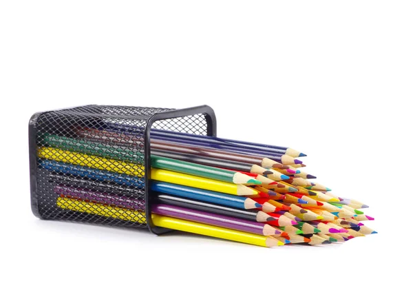 Różne Ołówki Kolorowe Izolowane Białym — Zdjęcie stockowe