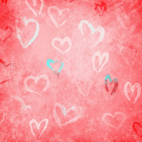 Fundo Vermelho Com Corações Para Valentine — Fotografia de Stock