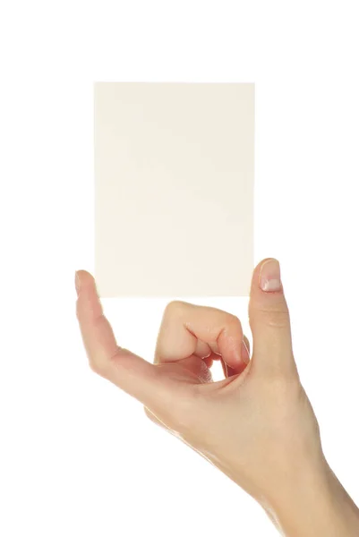 Kartenrohlinge Einer Hand Auf Weißem Hintergrund — Stockfoto
