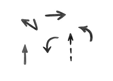 Beyaz arkaplanda siyah ok izole edildi