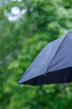 Şemsiye ve yağmur damlaları yakın çekim