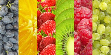 Sağlıklı yemek geçmişi. Farklı meyve ve böğürtlen koleksiyonu