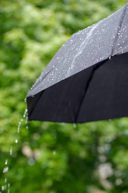 Şemsiye ve yağmur damlaları yakın çekim
