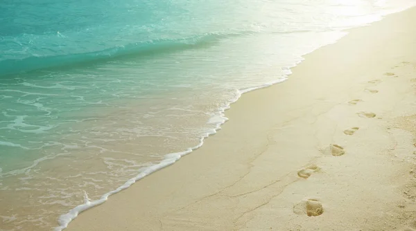Human Footprints Sandy Beach — Stock Photo, Image