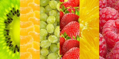 Sağlıklı yemek geçmişi. Farklı meyve ve böğürtlen koleksiyonu