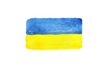 Beyaz arka planda Ukrayna 'nın boyalı bayrağı