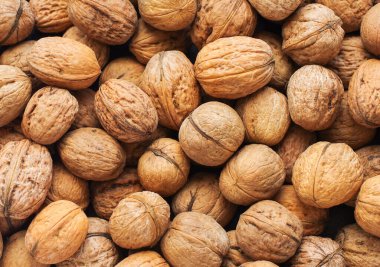 Tüm cevizlerin arkaplan dokusu olarak üst görünümü