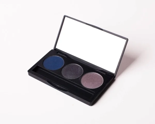 Makeup Professional Sombra Multicolorido Definido Branco Isolado Lugar Para Texto — Fotografia de Stock