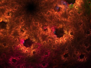 fraktal renkli soyut yuvarlak eğriler ve siyah arkaplan üzerindeki çizgiler