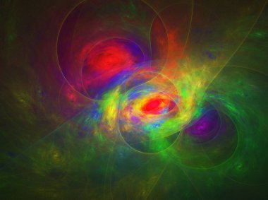 fraktal renkli soyut yuvarlak eğriler ve siyah arkaplan üzerindeki çizgiler