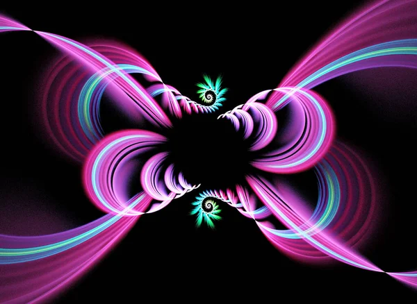 fractal colored abstract  round curves and lines on black background