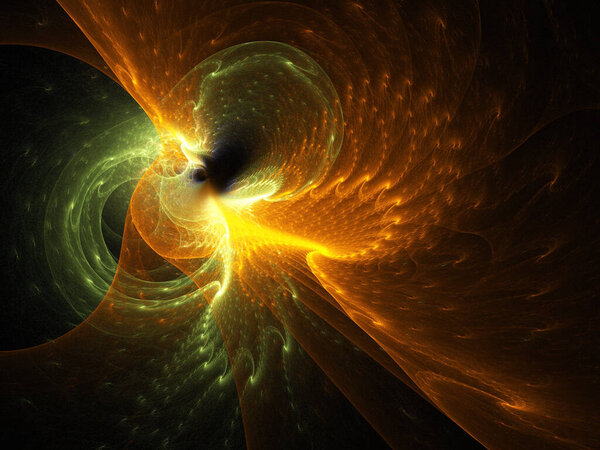 fractal colored abstract  round curves and lines on black background