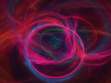 fraktal renkli soyut yuvarlak eğriler ve siyah arkaplan üzerindeki çizgiler