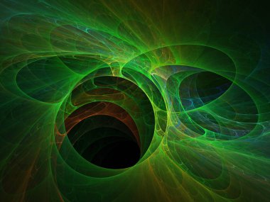 fraktal renkli soyut yuvarlak eğriler ve siyah arkaplan üzerindeki çizgiler