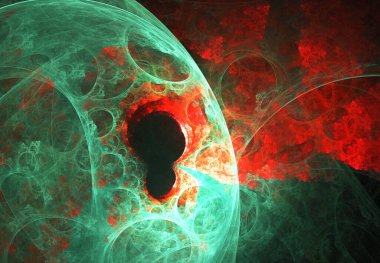 fraktal renkli soyut yuvarlak eğriler ve siyah arkaplan üzerindeki çizgiler