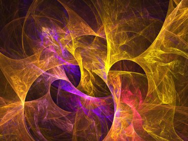 fraktal renkli soyut yuvarlak eğriler ve siyah arkaplan üzerindeki çizgiler