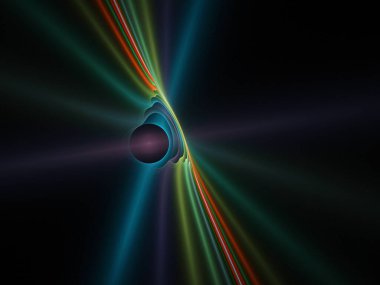 fraktal renkli soyut yuvarlak eğriler ve siyah arkaplan üzerindeki çizgiler