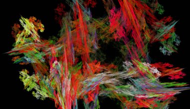 fraktal renkli soyut yuvarlak eğriler ve siyah arkaplan üzerindeki çizgiler