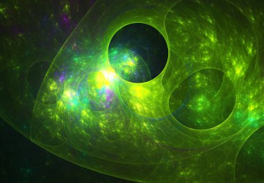 fraktal renkli soyut yuvarlak eğriler ve siyah arkaplan üzerindeki çizgiler