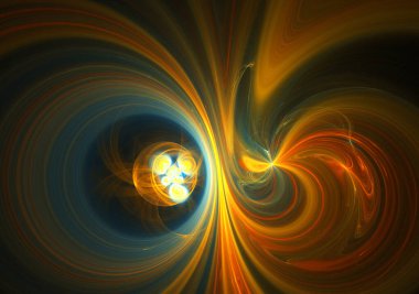 fraktal renkli soyut yuvarlak eğriler ve siyah arkaplan üzerindeki çizgiler