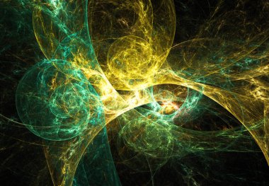 fraktal renkli soyut yuvarlak eğriler ve siyah arkaplan üzerindeki çizgiler