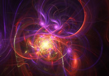 fraktal renkli soyut yuvarlak eğriler ve siyah arkaplan üzerindeki çizgiler