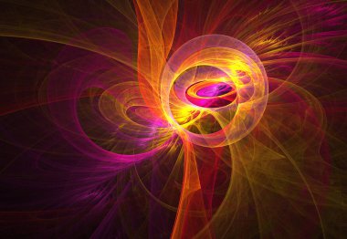 fraktal renkli soyut yuvarlak eğriler ve siyah arkaplan üzerindeki çizgiler