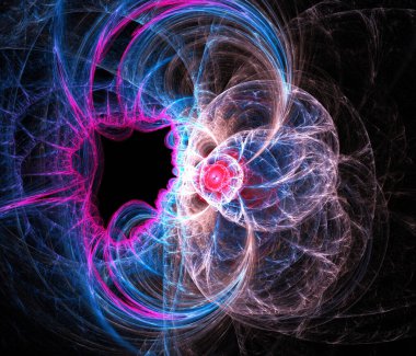 fraktal renkli soyut yuvarlak eğriler ve siyah arkaplan üzerindeki çizgiler