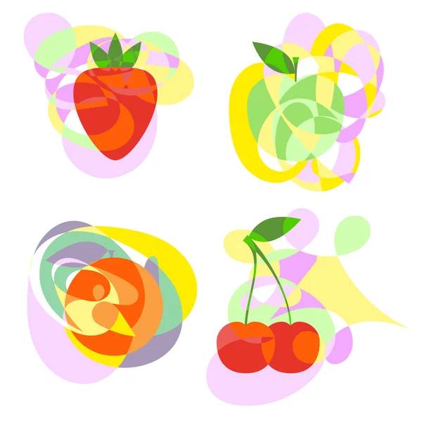 Frutos Abstractos Formas Frutas Sobre Una Composición Abstracta — Vector de stock