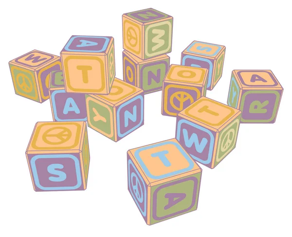 Juguete Cuadritos Con Letras Que Pueden Juntar Las Palabras Decir — Vector de stock