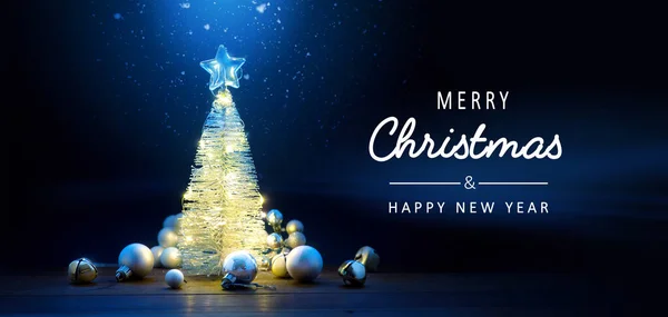 Christmas Tree Christmas Light Christmas Banner Greeting Card Design Copy — Stock Photo, Image