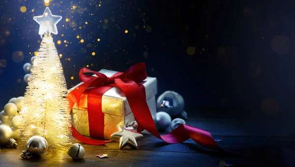 Albero Natale Regali Natale Bandiera Natale Biglietto Auguri Desig — Foto Stock