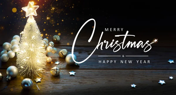 クリスマスツリーとクリスマスライト コピースパック付きクリスマスバナーやグリーティングカードのデザイン — ストック写真