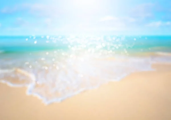 Blurred Abstract Art Blue Sea Sandy Tropical Beach Antecedentes Para —  Fotos de Stock
