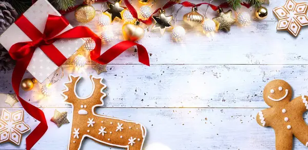 Buon Natale Buone Feste Biglietto Auguri Cornice Banner Capodanno Noel Fotografia Stock