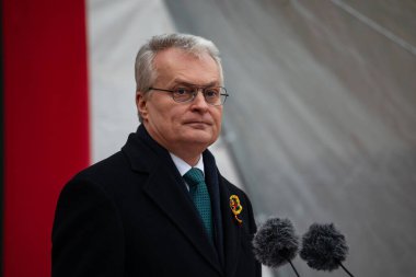 Vilnius, Litvanya - 16 Şubat 2023: Litvanya Devlet Restorasyon Günü 'nde Litvanya Devlet Başkanı Gitana Nauseda.