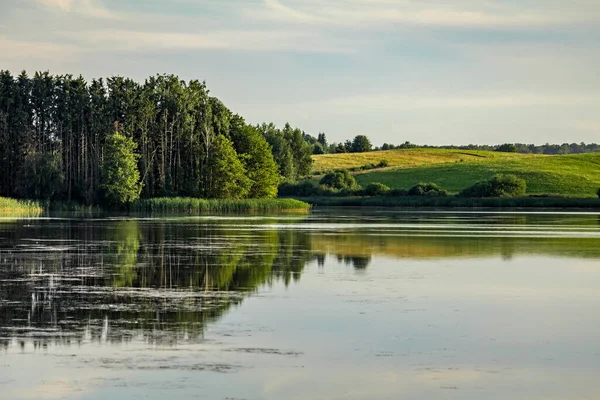Tranquil Scenery Lake Hills Forest Evening Typical Lithuanian Rural Ladscape — Stock Photo, Image