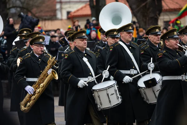 Vilnius Lituania Febbraio 2023 Cerimonia Issare Bandiere Dei Tre Stati — Foto Stock