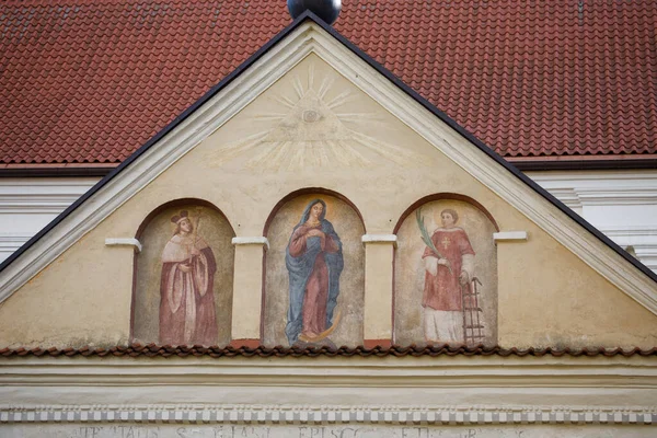 Detalj Kyrkan Antagandet Jungfru Maria Franciscan Church Vilnius Litauen — Stockfoto