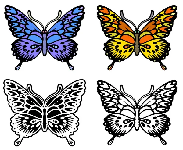 美丽的蝴蝶图形与变化 — 图库矢量图片