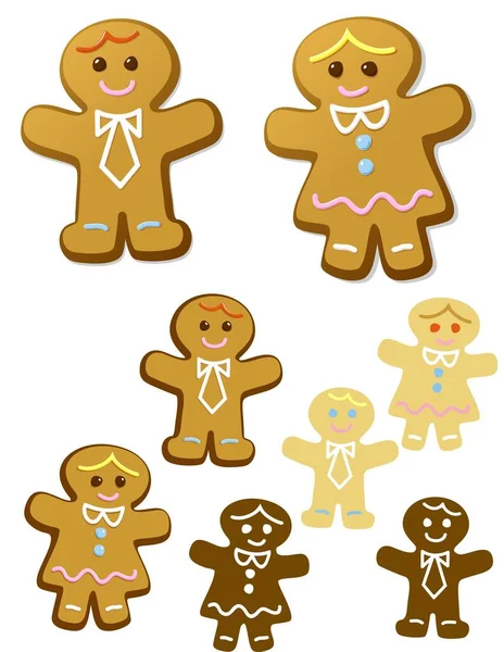 Gingerbread People Variations — Stock Vector