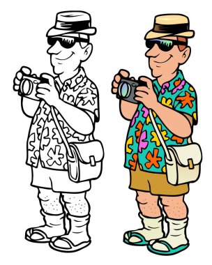 Sandaletli çorap giyen turist, bonus siyah dış hatlı versiyonu. 