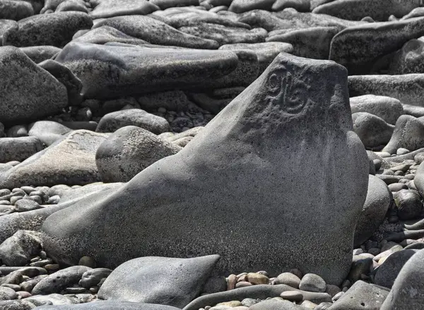 墨西哥太平洋沿岸拉斯拉布拉多群岛的古代石刻 — 图库照片#