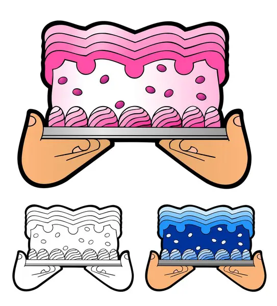 Hands Holding Out Special Cake Bonus Variations — Stock Vector