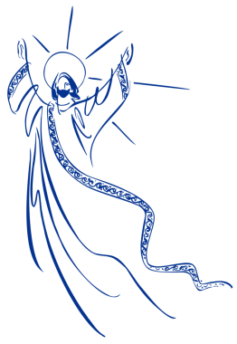 Serbest form çizim stili tasvir cennete artan İsa'nın