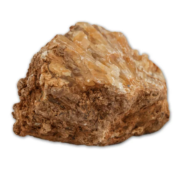 Amostra Mineral Calcita Isolada Fundo Branco — Fotografia de Stock