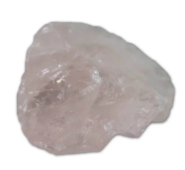 Esemplare Minerale Quarzo Rosa Isolato Sullo Sfondo Bianco — Foto Stock